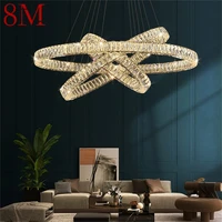 8m european pendant lamp luxury crystal round rings led fixtures decorative chandelier for dinning room bedroom