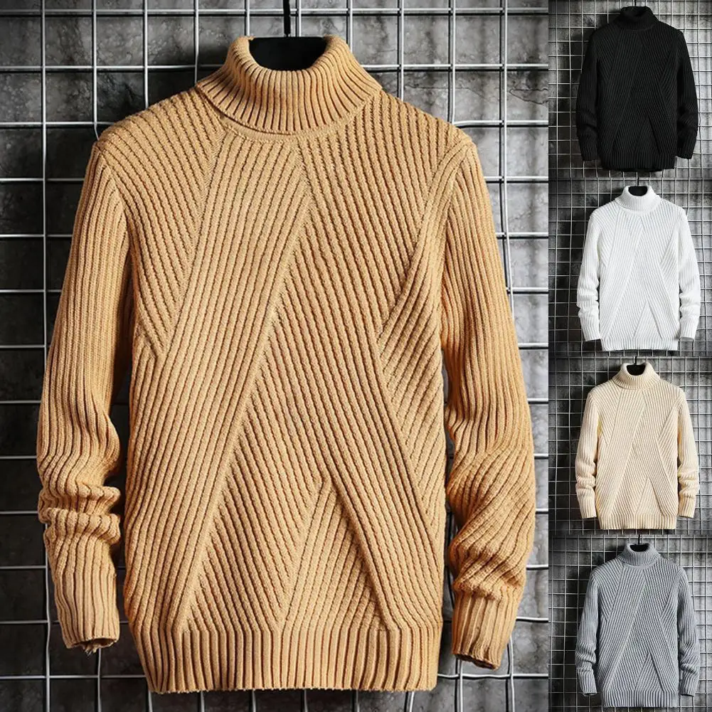 

Turtleneck Men Sweater Thick Acrylic Fiber Winter Autumn Base Shirt for Daily Wear