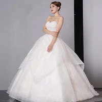 shiny organza tulle bridal gowns strapless a line sweetheart appliques wedding dress beaded sequins prom dresses robe de mari%c3%a9e