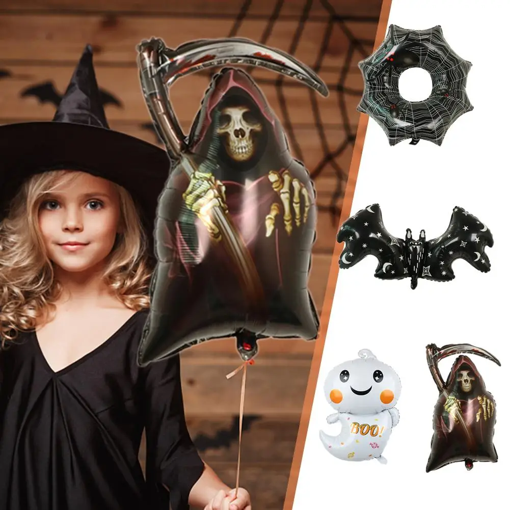 

New Halloween Balloon Large Inflatable Cartoon Ghost Bat Pumpkin Witch Foil Balloons For Kids Party Decoration C1W7