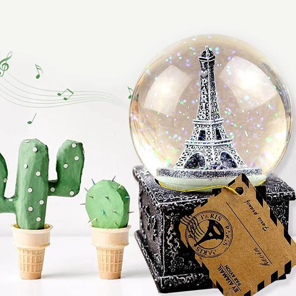 

Globe Snow Musicalcrystalbox Tower Eiffel Christmas Snowflake Paris Water Led Vintage Birthday Lights Singing Lantern Desktop