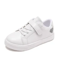 2022 spring kids casual shoes for girls white korean style hook loop shine love simple round toe sneakers children breathable