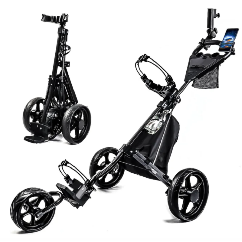Push Cart With Foot Brake & Phone Holder & Waterproof Cooler Bag, Portable Lightweight