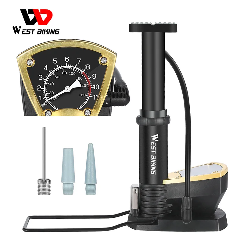 

Bicycle Pump MTB Road Bike 140PSI High Pressure Foot Pump with Gauge Hose Cycling Floor Air Inflator Fits Presta Schrader Valve