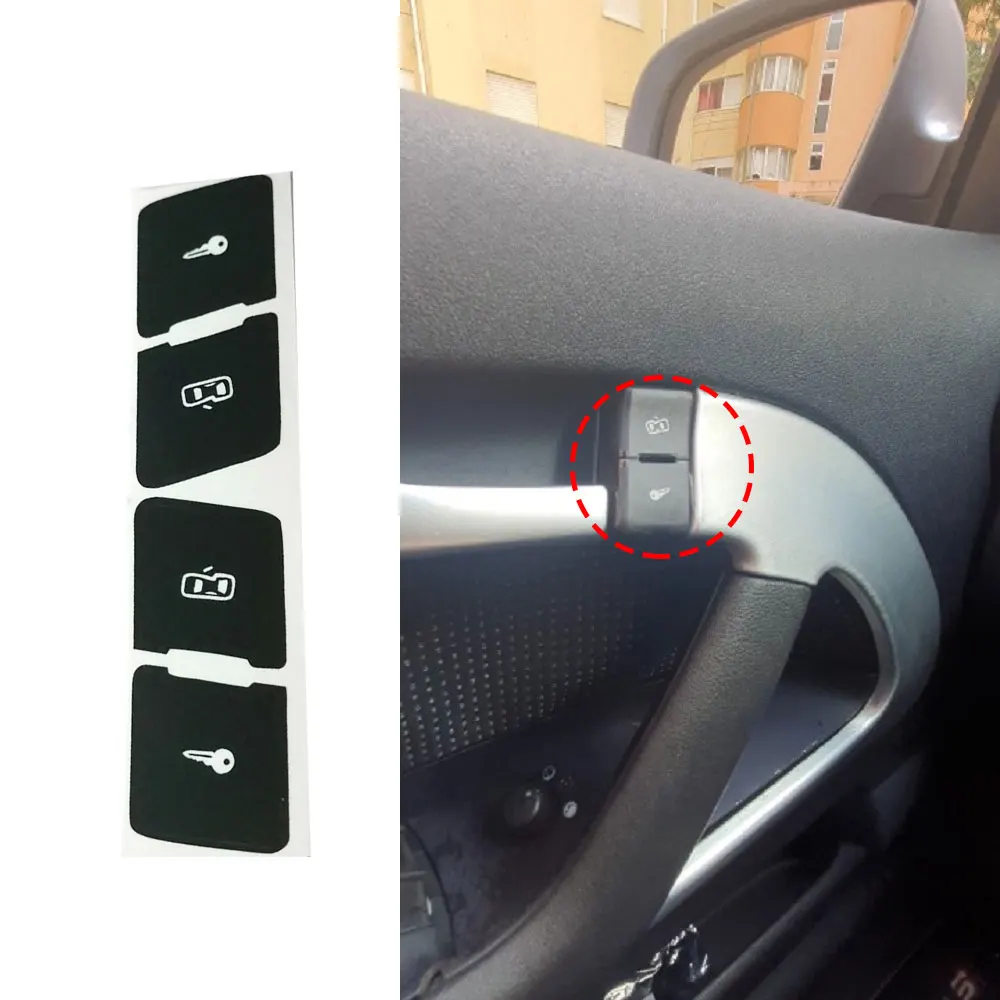 Наклейки для ремонта кнопок управления замком двери автомобиля Matte Black New Left+Right для Audi A3L.