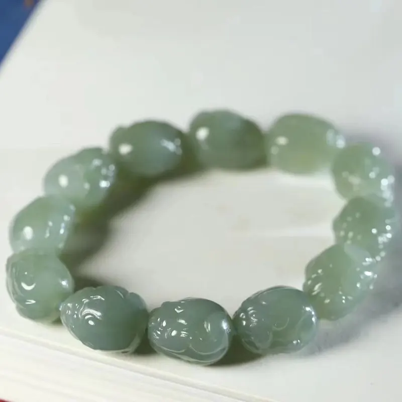 Натуральный браслет Hetian Qiemo Blue Old Materials Greenish White большой насыщенный и дорогой