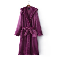 sleepwear for women men thermal flannel robe long hooded warm bathrobe lovers thick kimono bath robe male dressing gown robes