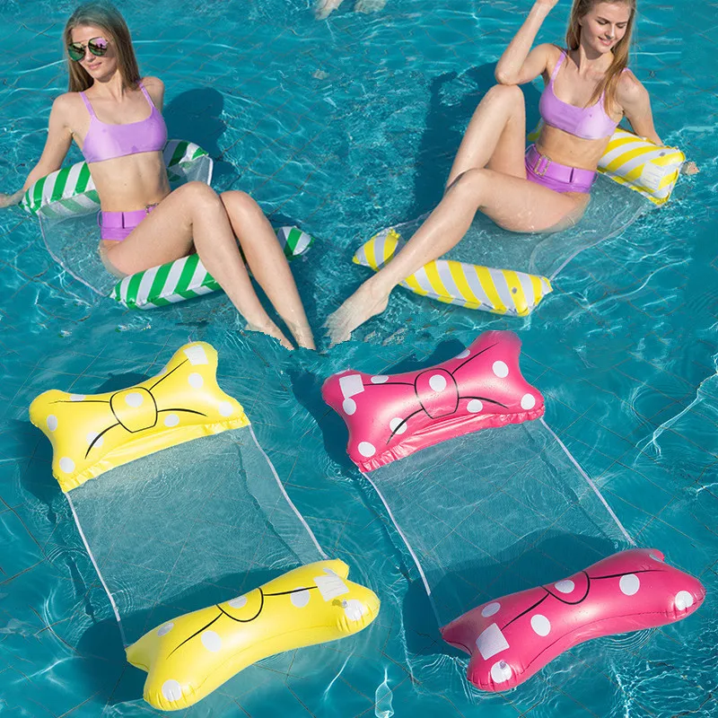

Outdoor Foldable PVC Water Hammock Float Lounger Swimming Pool Inflatable Recliner Air Mattress Summer Beach Lounge Chair Bed