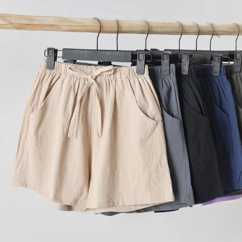 Women's Shorts Cotton Linen  Summer Casual Shorts Thin Wide Leg High Waist Oversize Shorts Shorts Female Pants Bottoms 2023 New