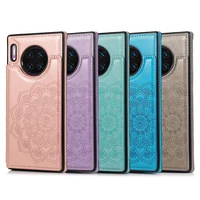 mandala flower leather phone case for huawei p40 pro plus back flip coque for huawei mate 30 20 lite p30 pro card slots cover