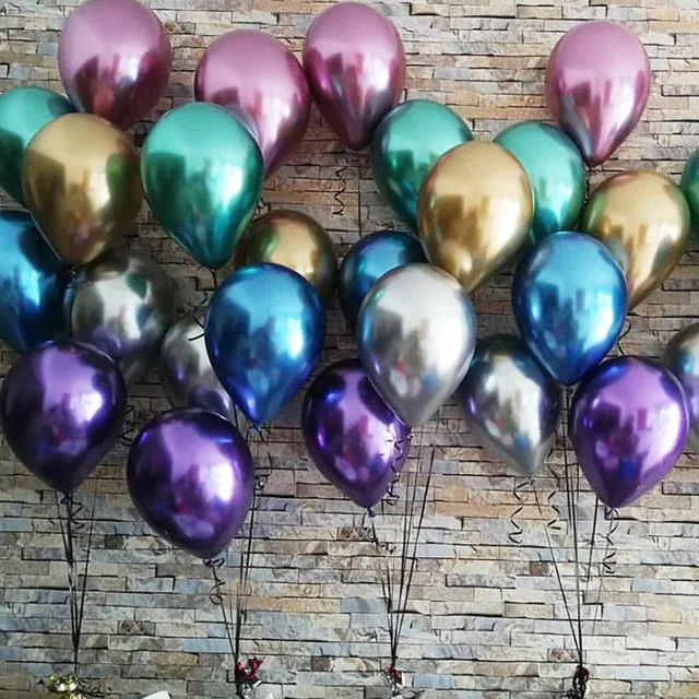 

10pcs 12inch New Glossy Metal Pearl Latex Balloons Thick Chrome Metallic Colors Inflatable Air Balls Globos Birthday Party Decor