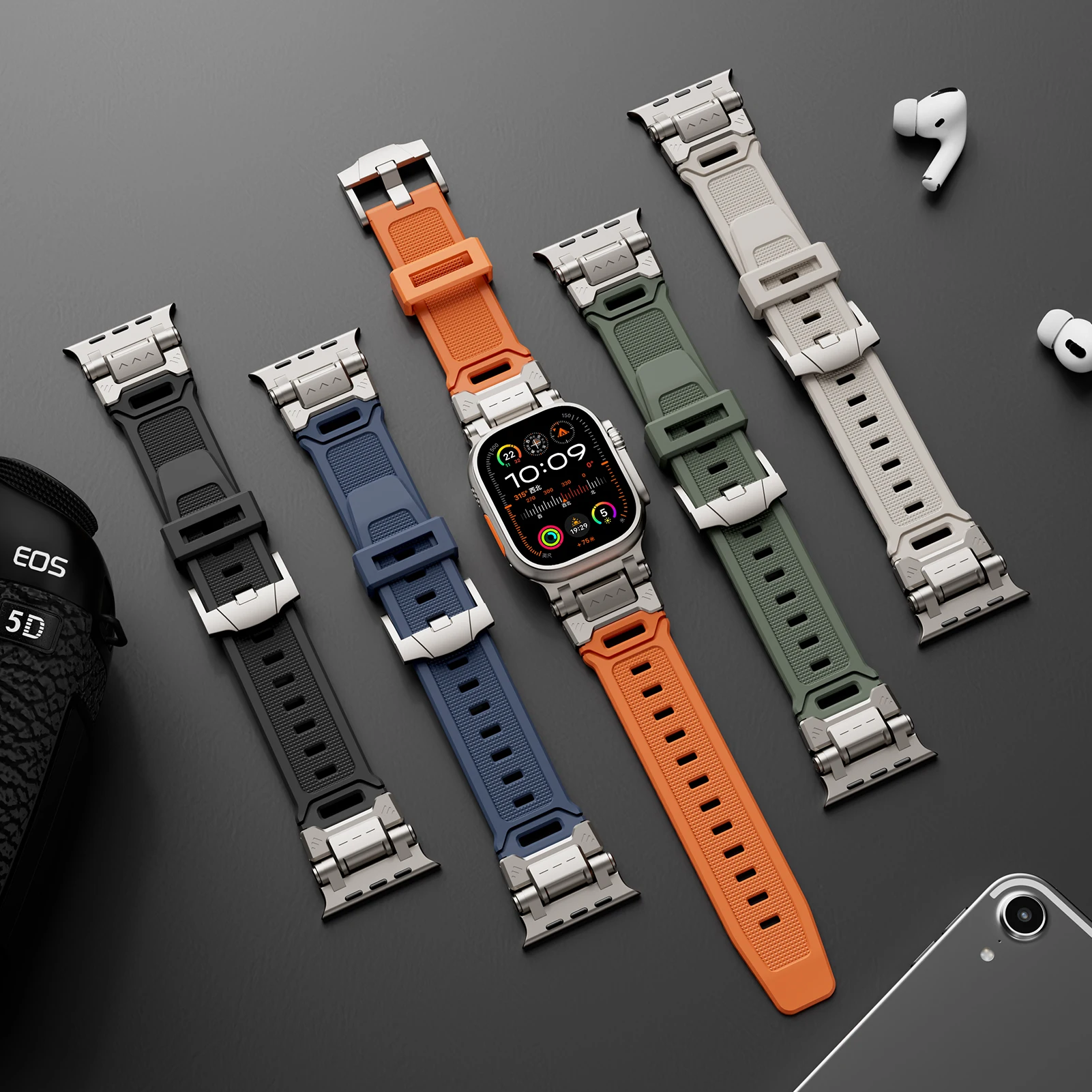 Фото Ремешок Explorer для Apple Watch Ultra 2 3, 49 мм, 46 мм, 45 мм, 44 мм, для мужчин, металлический+силиконовый браслет Correa, серия 11, 10, 9, 8, 7, SE 3 №1
