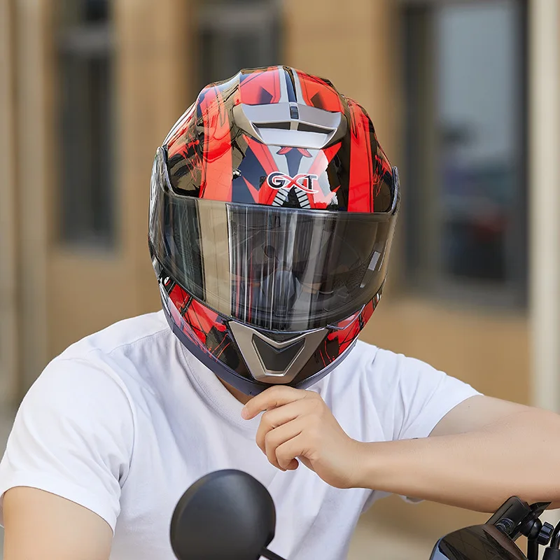 Фото Мотоциклетный шлем GXT Flip Up с двойным визором, модульный, полнолицевой, защитный, для мужчин и женщин, Casco Moto Capacete №1