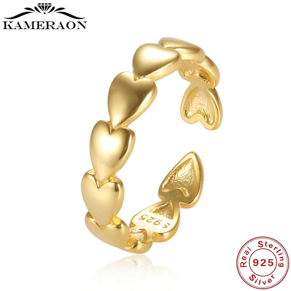 

S925 кольцо из стерлингового серебра, Открытое кольцо, регулируемое в форме сердца, глянцевое кольцо, женское простое ювелирное изделие, подарки для женщин