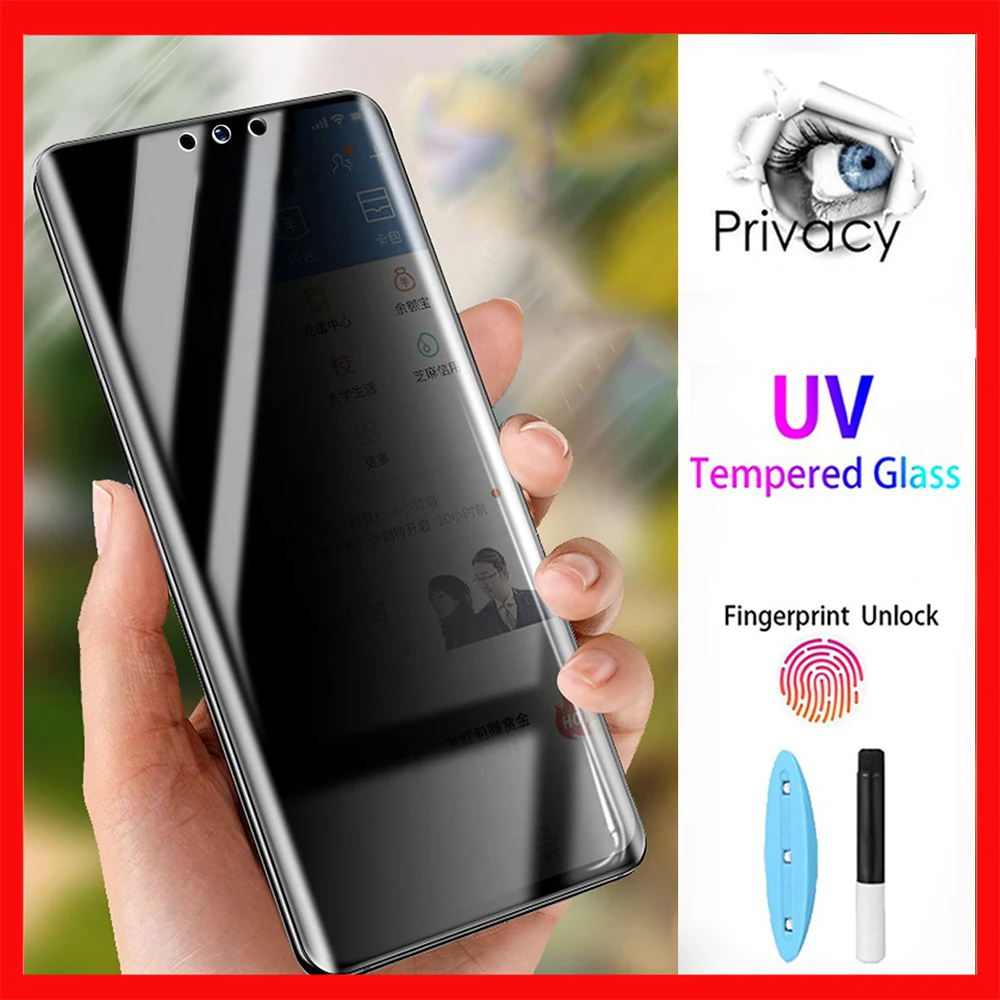 UV Privacy Tempered Glass Protective Film For Xiaomi 11 Ultra 12 10 CC9 Pro Mi Note 10 Mix 4 X4 Anti Peep Phone Screen Protector
