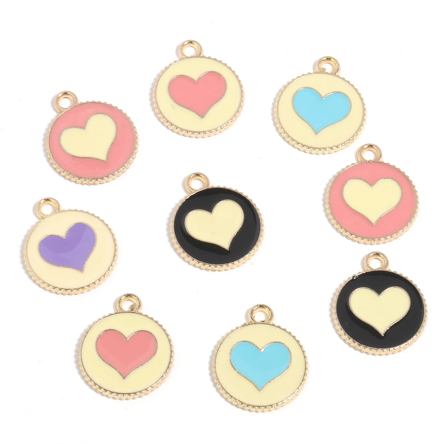 

10pcs/lot 18x15.5mm Sweet Love Heart Enamel Charm Gold Alloy Pendant For DIY Earring Jewelry Ornament DIY Accessories Wholesale