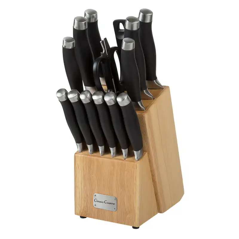 

Professional Quality Stainless Steel Knife Set with Wood Block, 15 Piece