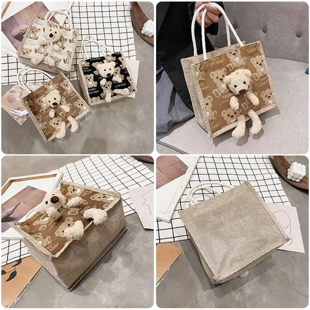 New Casual Mini Cute Bear Messenger Bag Girl Canvas Shoulder Bag Women Fashion Hot Handbag Student Bag Youth Ladies Handbag
