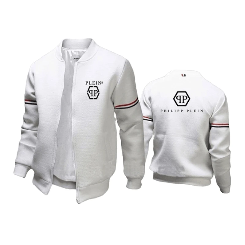 

Men Zipper Long Sleeve QP Jacket Pure Color Printed Pattern Double Pocket Casual Fashion Jacket S-4XL 2022