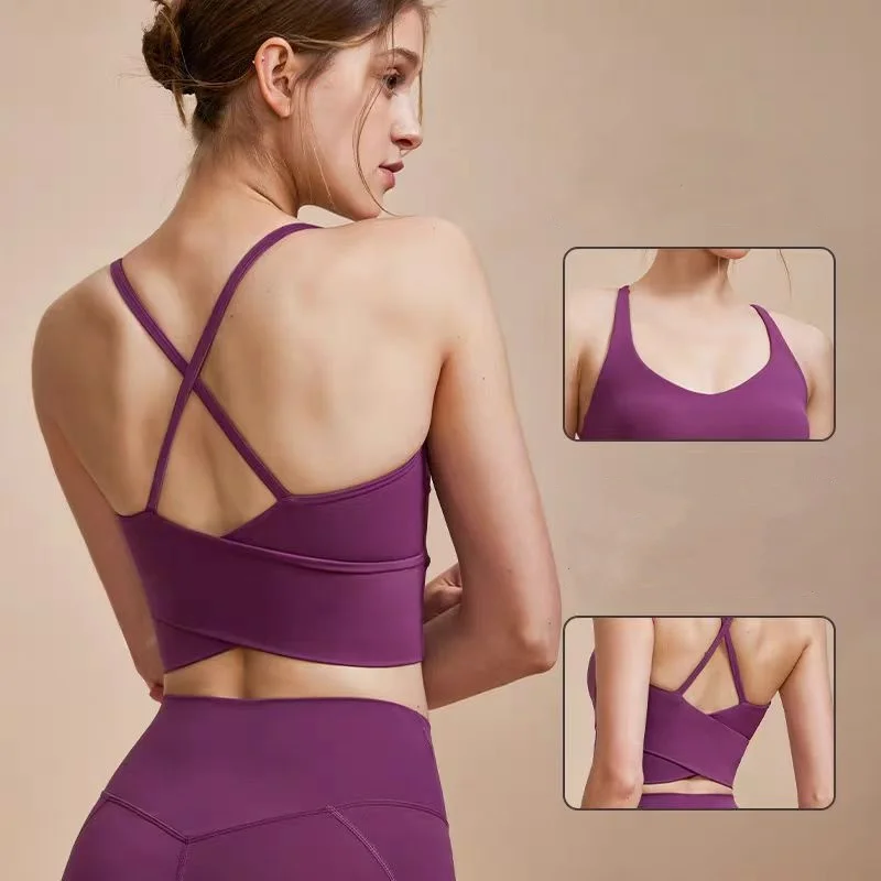 Спортивный бюстгальтер для йоги с логотипом бренда женское нижнее белье на