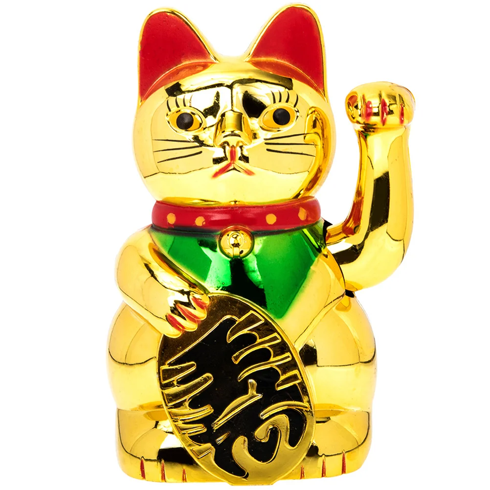 

Waving Hand Lucky Cat Store Fortune Gold Decor Statue Household Desktop Creative Decoration Plastic Paw Wealth Maneki neko