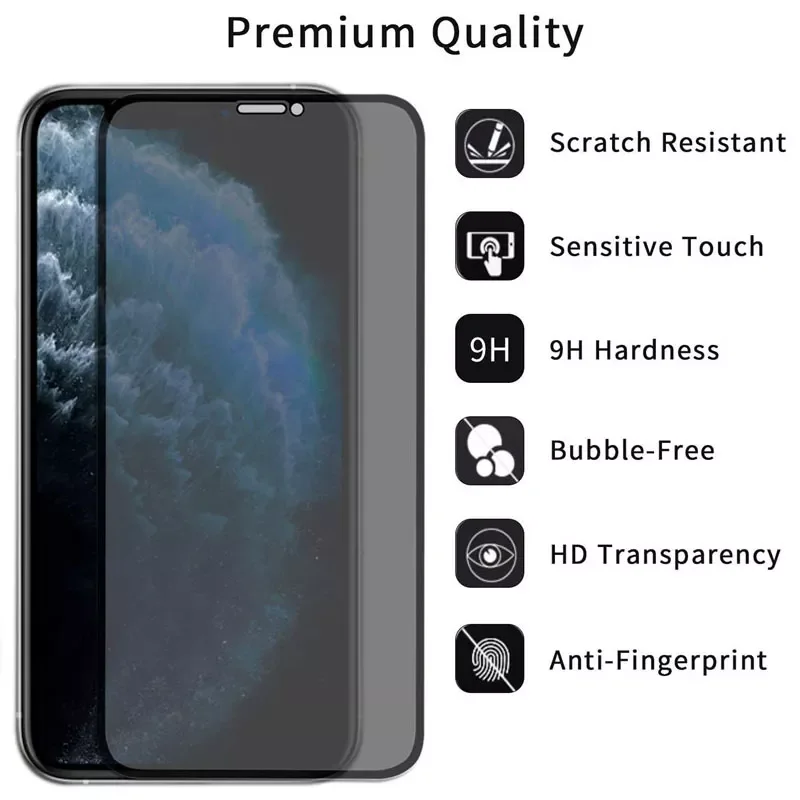 1-2 PCS 9H Anti-spy Tempered Glass for IPhone 13 Pro Max Privacy Screen Protector Glass on 12 11 13Mini X XR XS Max 7 8 6 Plus