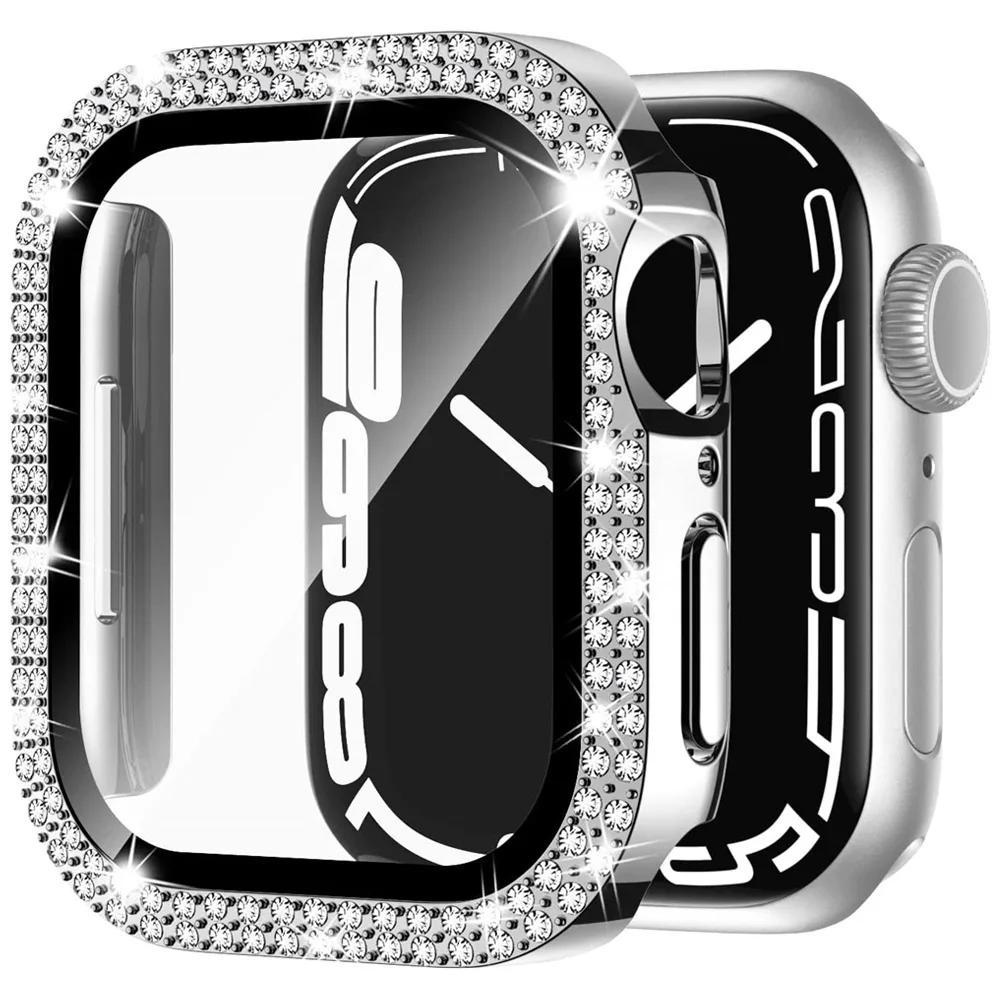 

Бриллиантовая фотография для Apple Watch 8 45 мм 7 6 se 40/44 мм 41 мм iWatch серии 8 5 4 3, бампер, защитные чехлы