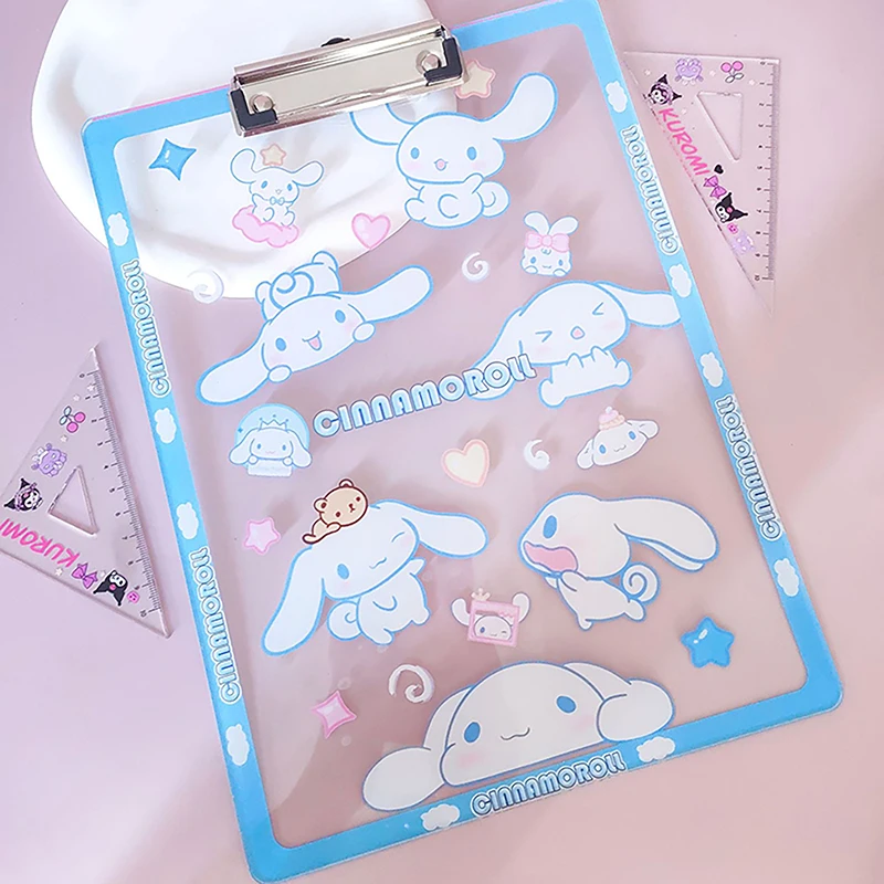 

Прозрачная папка для бумаг Sanrio A4, блокнот для записей, милые Мультяшные зажимы для документов, папка для хранения школьных и офисных принадлежностей