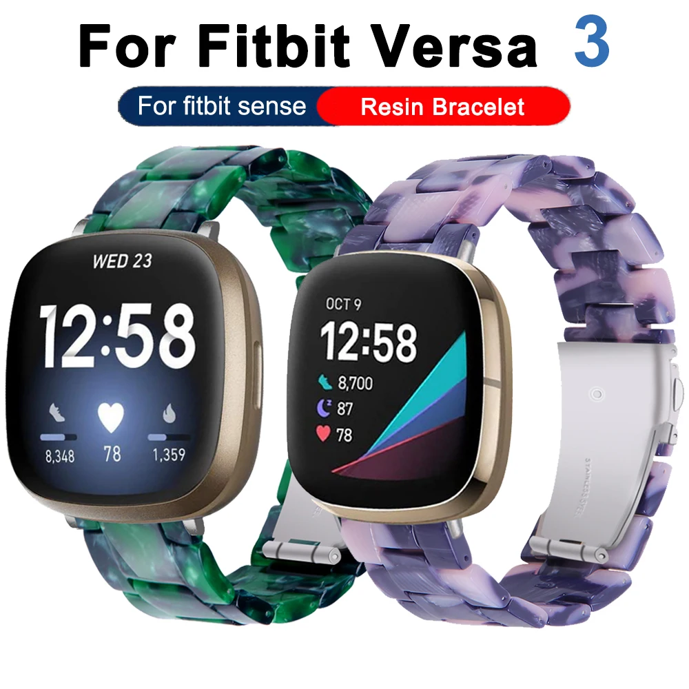 

Correa for Fitbit versa3 universal smart watch new resin metal three-bead watch band for Fitbit sense Sport Strap Replacement
