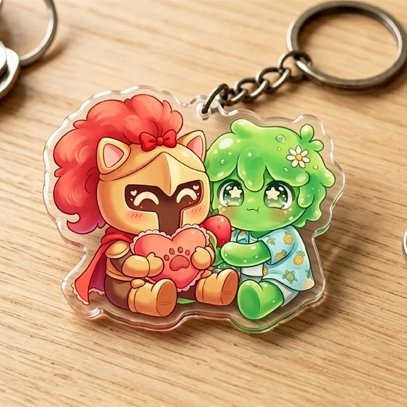 Фото Брелок ARG - Акриловые подвески Avery & D3rlord3 Chibi - Пиксельный арт-кулон ручной работы - Милый зеленый и красный брелок-талисман для рюкзака №2