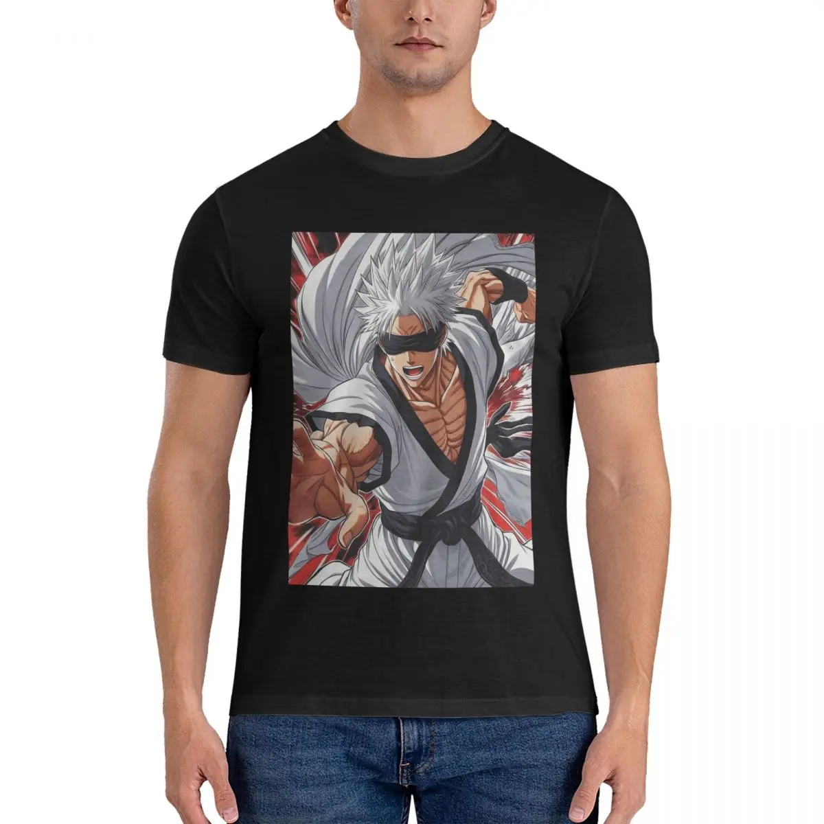 Satoru Gojo From Jujutsu Kaisen Графическая футболка Мужская хлопковая с круглым вырезом J-jujutsu