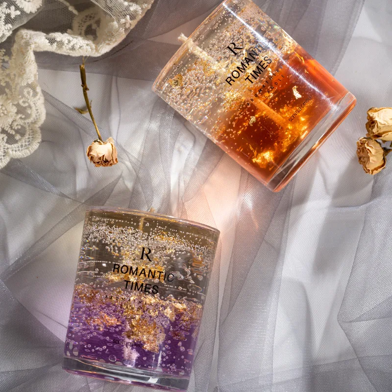 

Gold Foil Fragrance Scented Candle Flower Fruit Essential Oil Smokeless Aromatherapy Candles Birthday Wedding Decoration Gifts