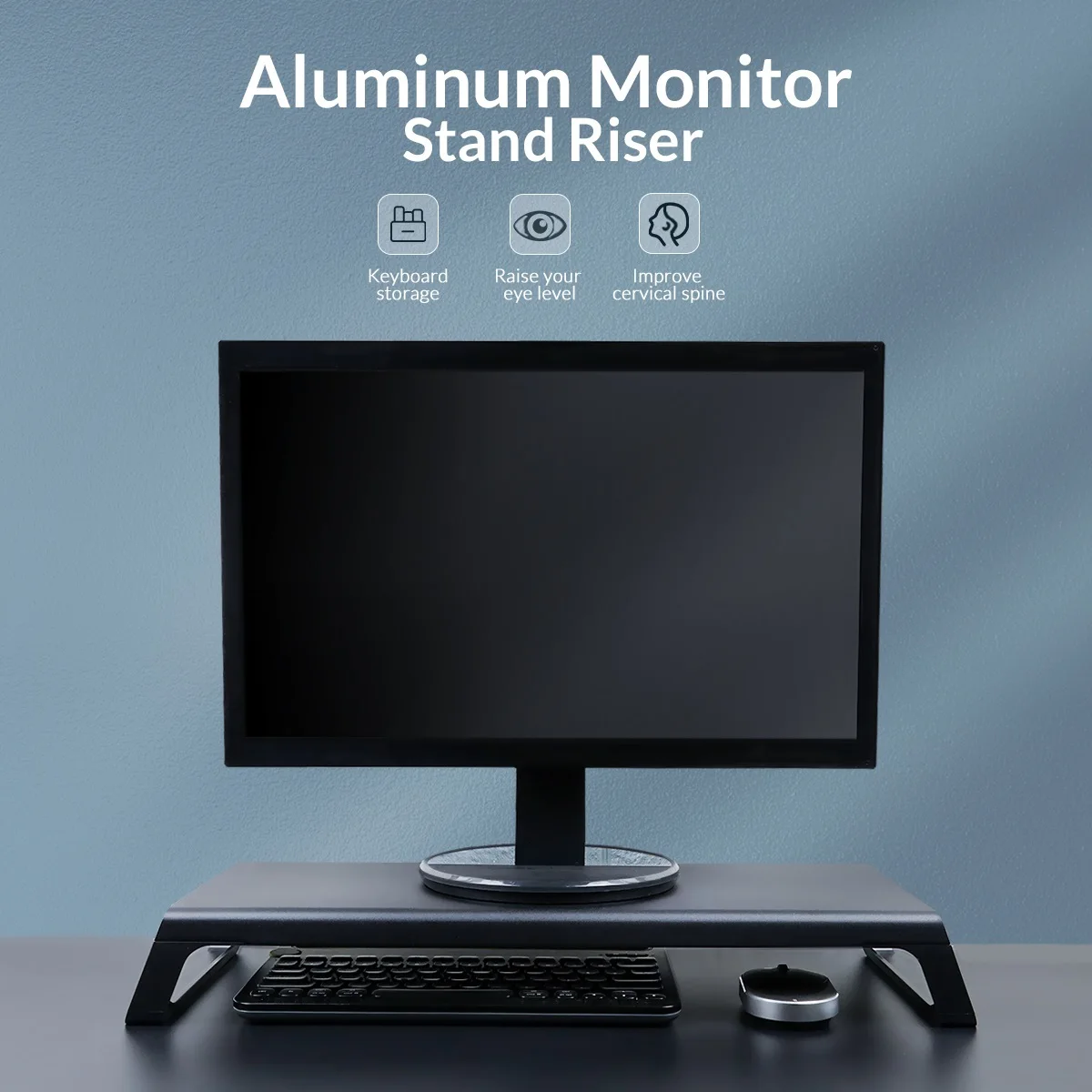 

Aluminum Monitor Stand Riser Wood Computer Universal Desktop Holder Bracket Organizer for PC Laptop MacBook Home Office