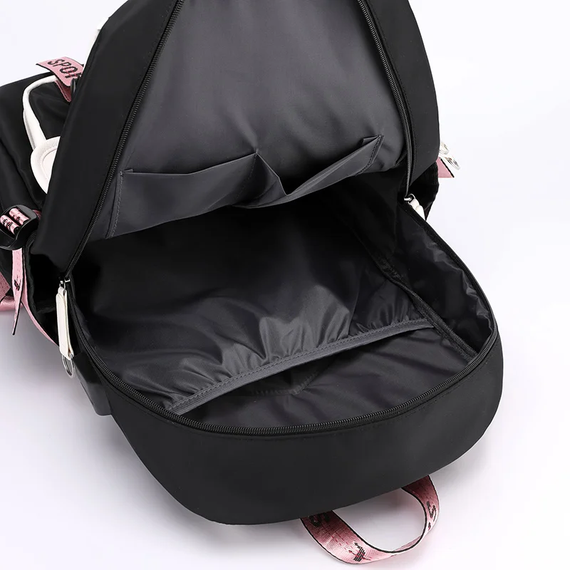 SPIDOR large school bags for teenage girls USB port canvas schoolbag student book bag fashion black pink teen school backpack