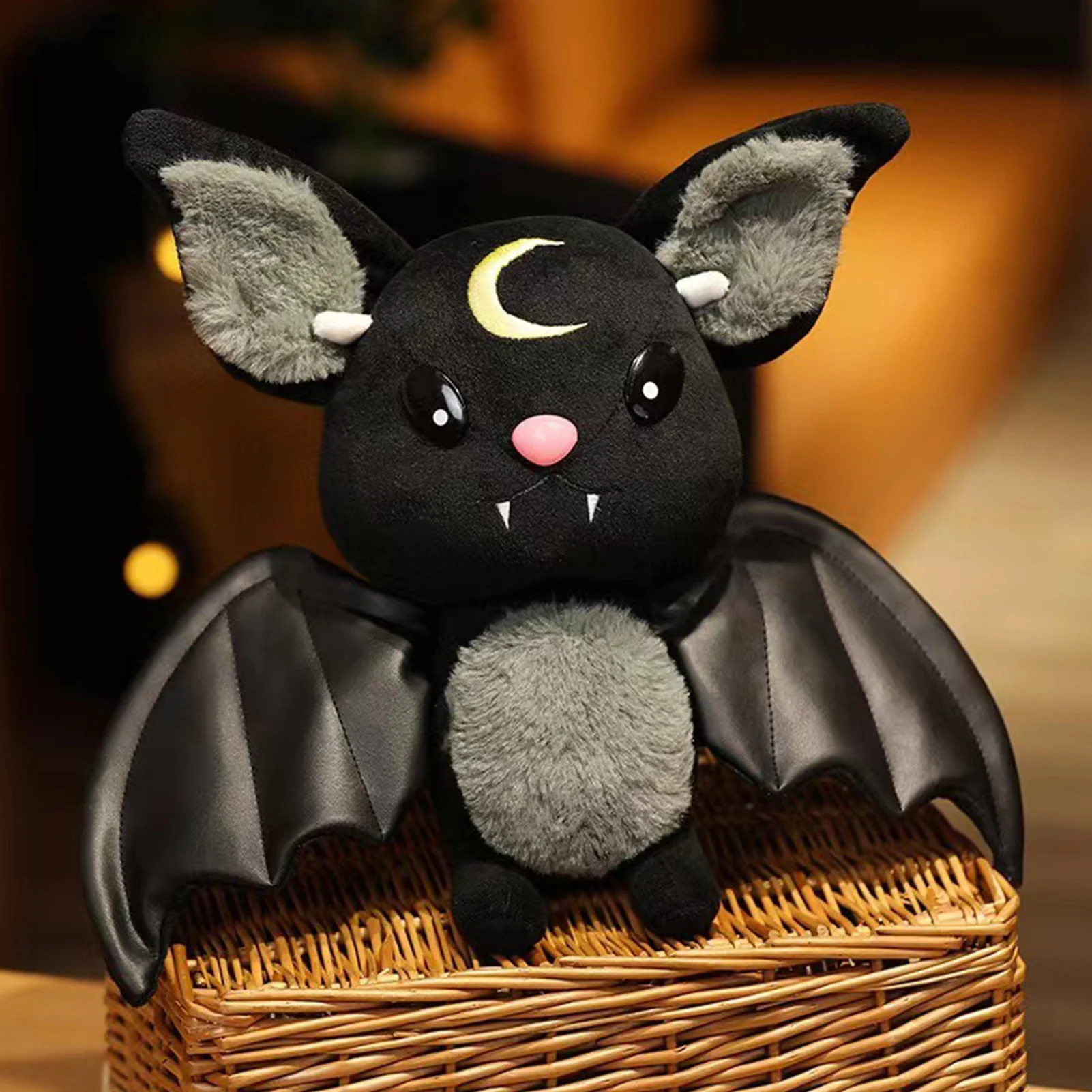 

Dark Series Plush Bat Toy Moon Bat Doll Stuffed Gothic Rock Style Doll Pillow Kids Plush Toys Halloween Decoration Gift Ornament