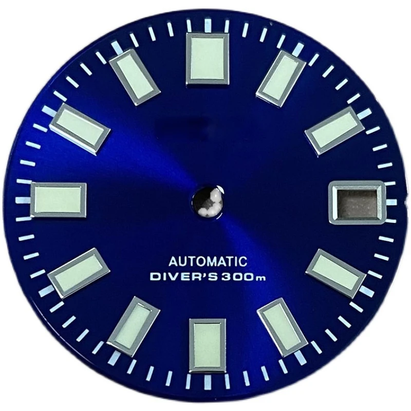 S Silver-spiked Sunray Dial 28.5mm Watch Dial Japan C3 Green Luminous Modified Literally, Suitable for NH35 Movement