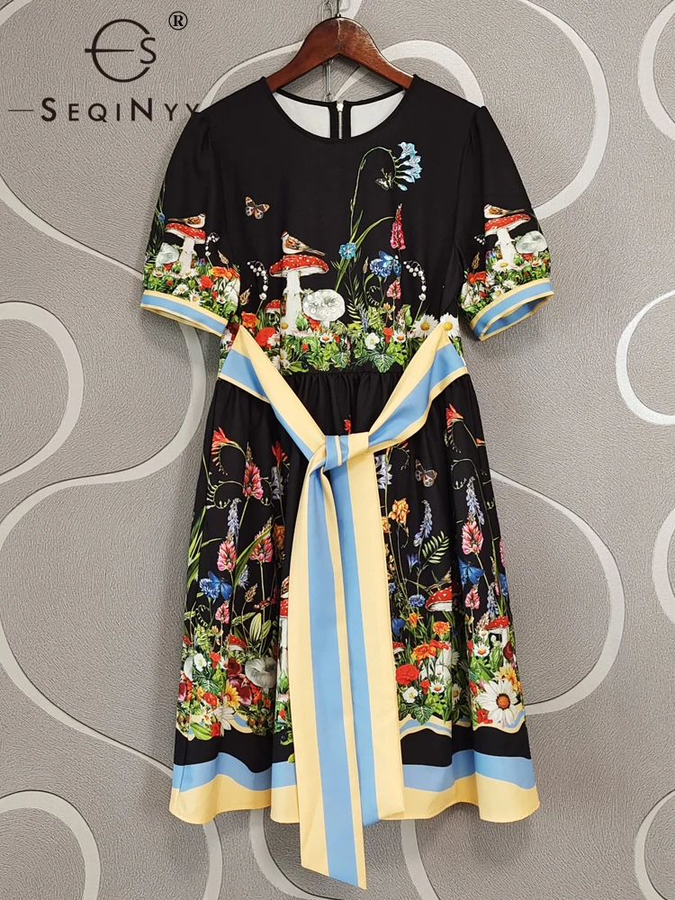 

Женское мини-платье с цветочным принтом, на поясе