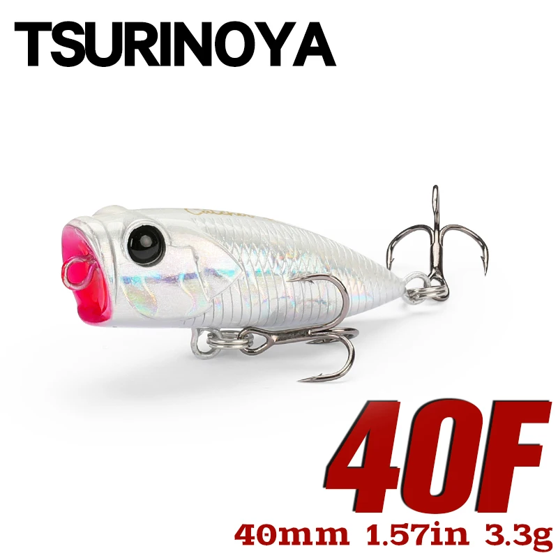 

TSURINOYA 40mm 3.3g Dog Walk Action Fishing Lure Top Game Popper CATCHER 40F Bass Rockfish Ajing Big Mouse Topwater Hard Bait