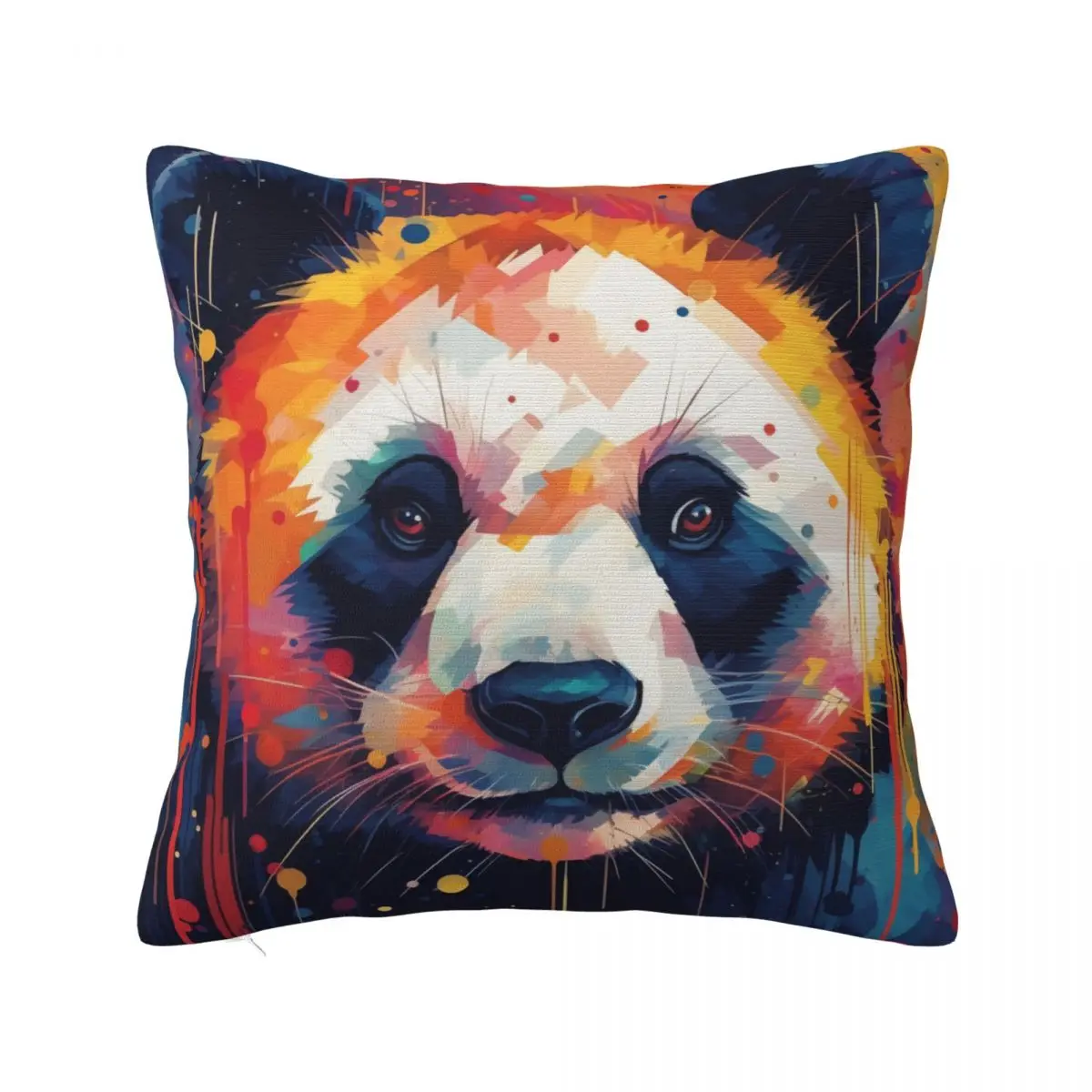 

Panda Pillow Case Abstraction Illustration Spring Colored Pillowcase Polyester Car Zipper Cover