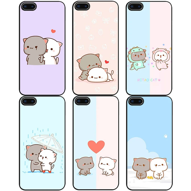 

Cute Peach Mochi Cartoon Cat Phone Case for Iphone 11 12 13 Pro Max Mini 7 8 6 6sPlus Xr X Xs SE20 Straight Soft Silicone Cover