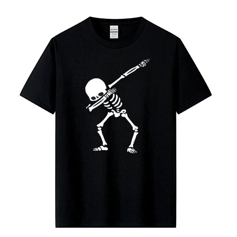 

Men's High Quality 100% Cotton Funny Skull Design Print Summer Loose O-neck Men Tshirt Short Sleeve T-shirt Male Tee Tops