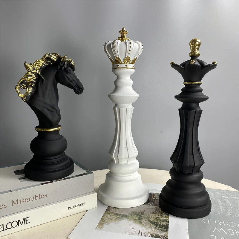 

Resin Chess Pieces Board Games Accessories International Chess Figurines Retro Home Decor Simple Modern Chessmen Ornaments