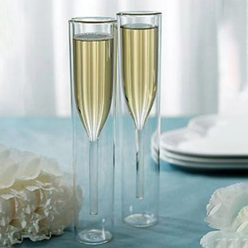 

European And American Style Double Glass Cocktail Glass Crystal Champagne Sparkling Wine Goblet