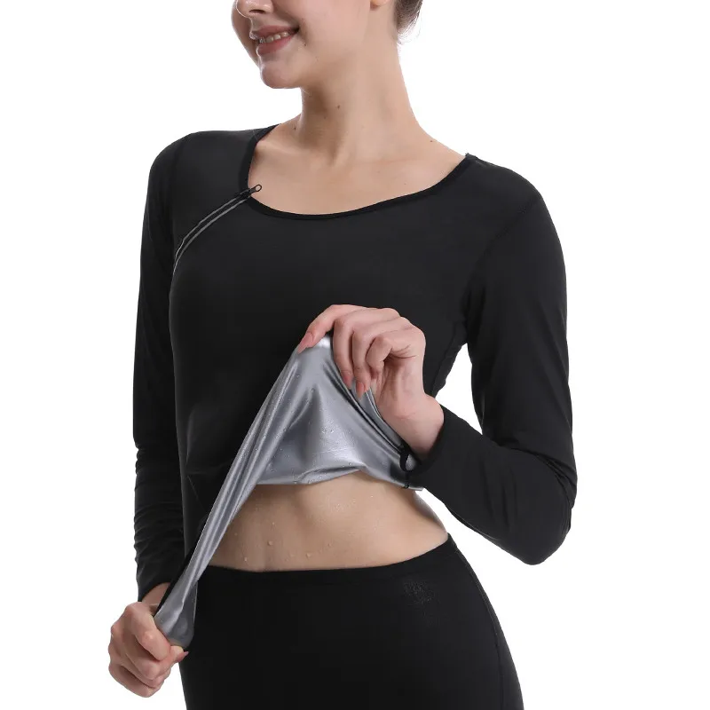 

Sauna Sweat Shirts for Women Sauna Suit Short Sleeve Waist Trainer Top Fitness Slimming Body Shaper Zipper Shapewear