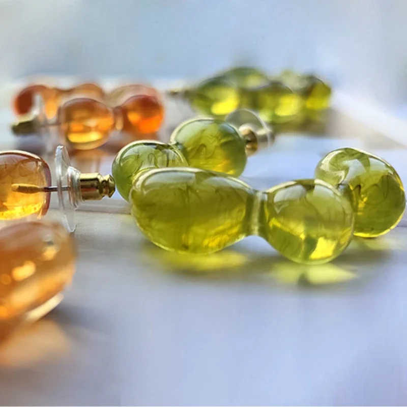 Полупрозрачные желейные серьги C-образной формы для женщин ярких цветов милые