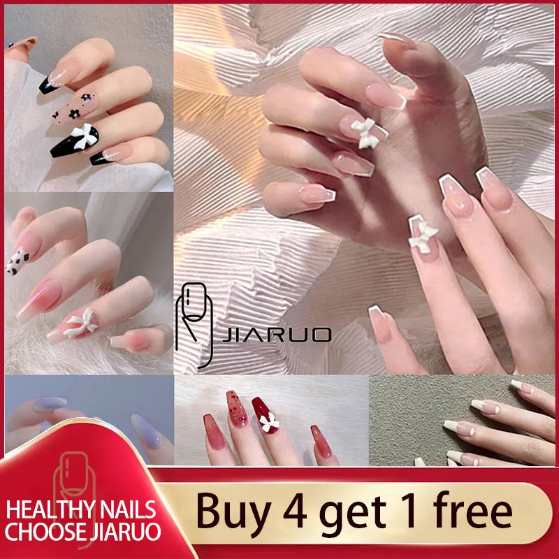 

Fake nail press on nail art long tips False forms for extension with glue Stick stickers reusable set design Acrylic Artificial