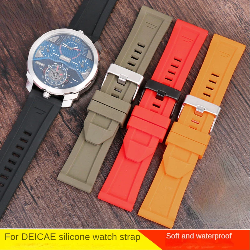 

Dust-Free Silicone Watch Strap for Diesel Dz4496 Dz4427 Dz4487 Dz4323 Dz4318 Waterproof Sweet-Proof Men and Women Watchband 26mm