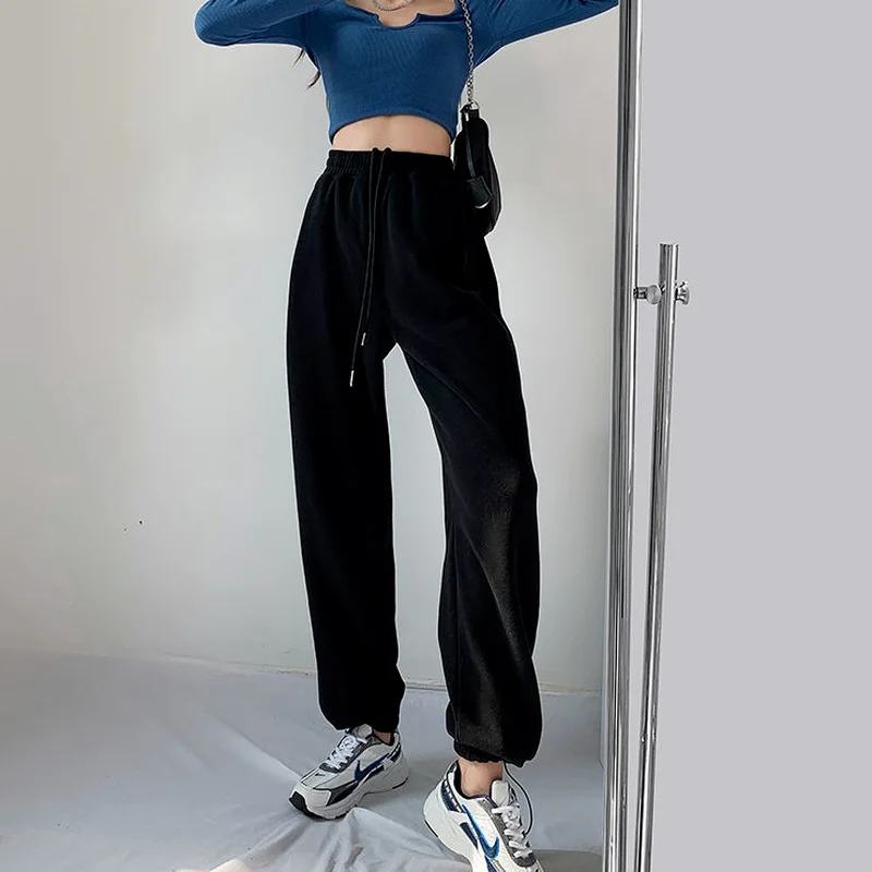 2022 Spring And Autumn Hot Girls Street Style Printed Love Sweatpants Women's Thin High Waist Elastic Waist Guards Casual Loose