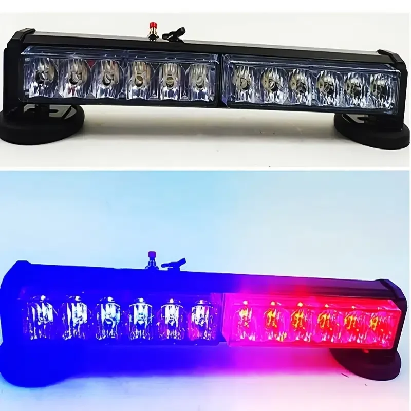 

Rechargeable LED Strobe Light Bar 2-Section 12 LED Traffic Emergency Flashing Light Car Roof Strobe Warning Lights For Cars