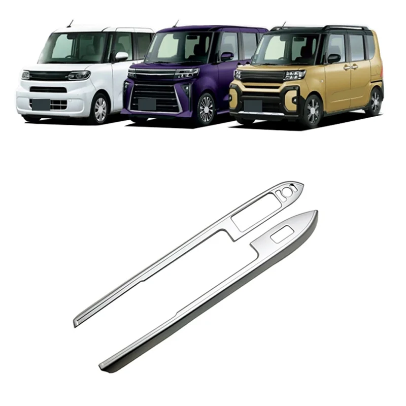 For Tanto 2022-2023 Car Window Glass Lift Switch Button Panel Cover Trim Sticker Silver Door Armrest RHD